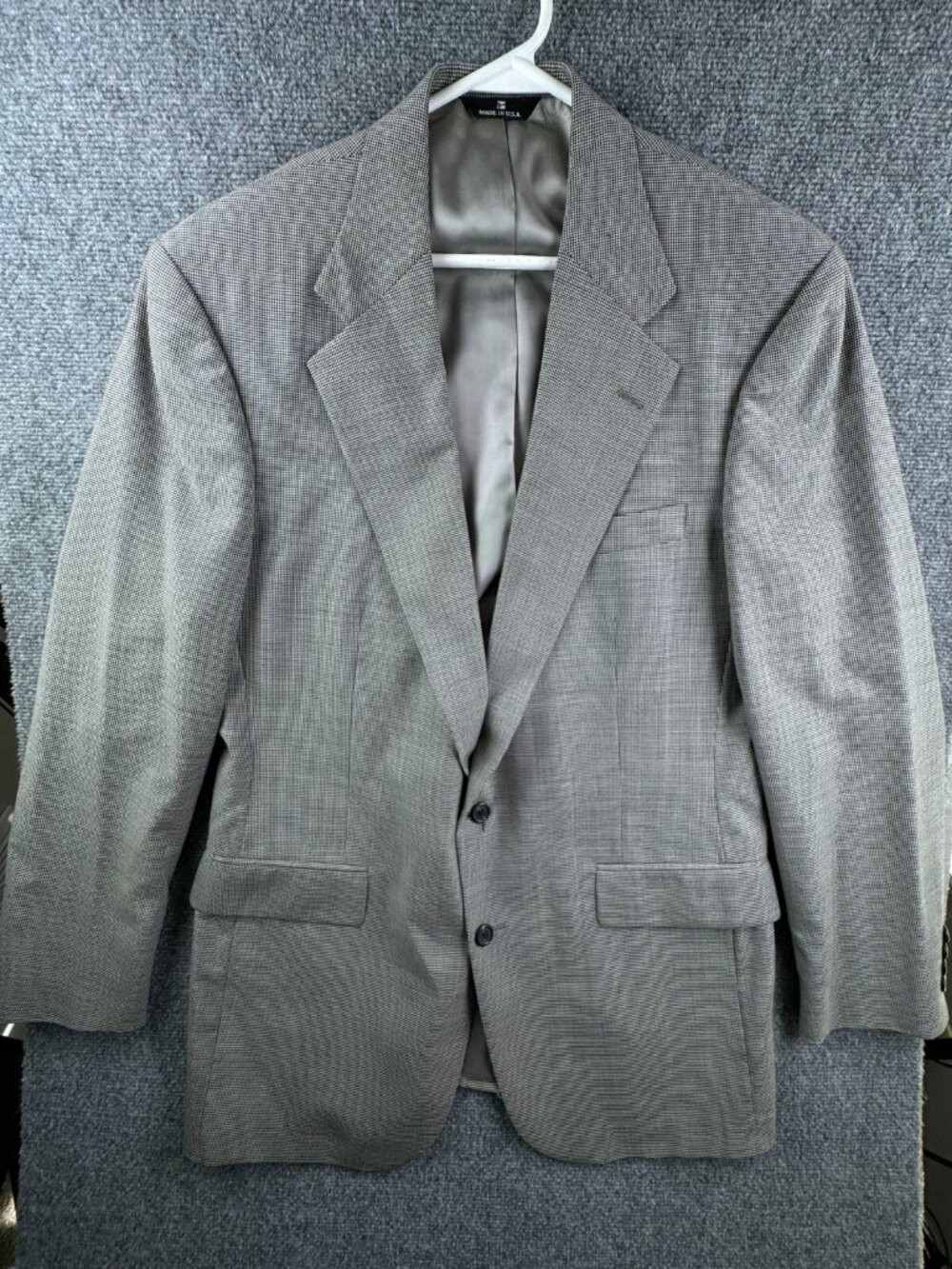 Polo University Club Ralph Lauren Blazer Houndstooth Black White Mens Size 44L